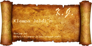 Klempa Jolán névjegykártya